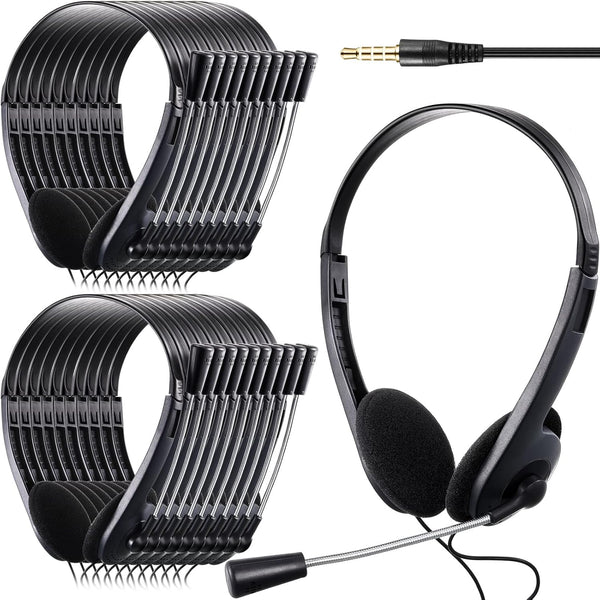Yunsailing 30 Pack Kids Headphones with Microphone, Lightweight Adjustable Earphones, 3.5 mm Jack