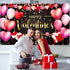Sumind Happy Valentine‘s Day Banner 73''x43'' Heart Photography Backdrop for Valentines Day Party Decorations