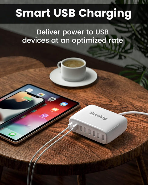 USB Charger Station, SUPERDANNY 8-Port Desktop Charging Station for Multiple Devices, Compatible with iPhone