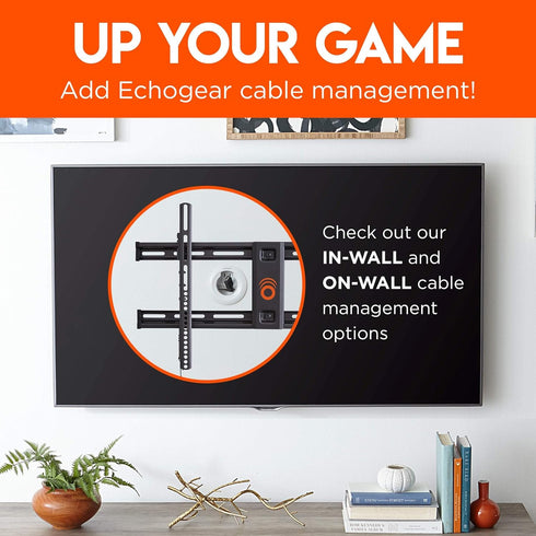 ECHOGEAR Heavy Duty TV Wall Mount Bracket for TVs Up to 90", Low Profile Design, Fast Install with Template & Level