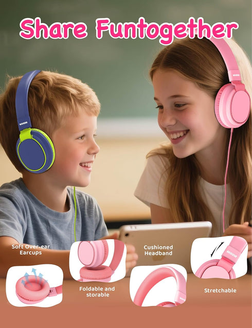 85/94dB Headset MIDOLA Kids Headphone Wired Volume Limited Over-Ear/On-Ear Foldable with Microphone Hearing Protection
