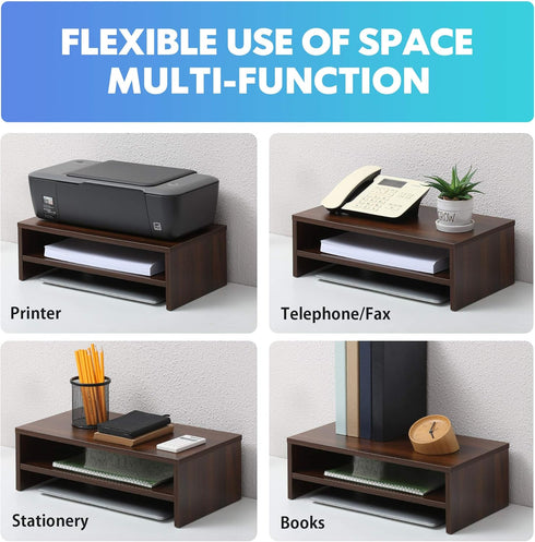 2 FITUEYES Monitor Stand - Tier Computer Monitor Riser Shelf, Wood Desktop Stand for Laptop Computer Screen, Desk