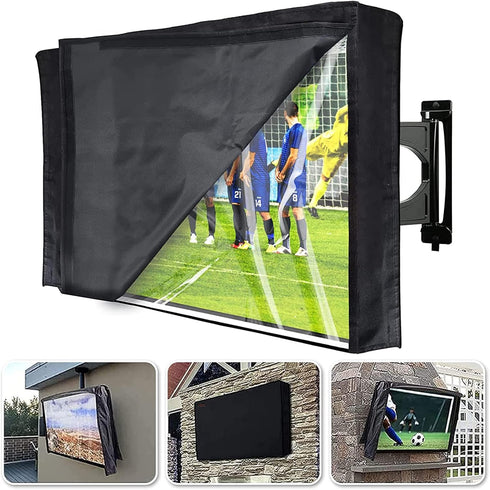 Outdoor TV Cover 52-55 Inch with Clear Scratch Resistant Front Flap +