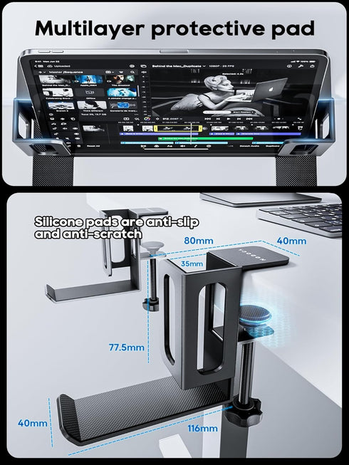 NODOCA Laptop Storage for Desk, Vertical Stand with Headphone Holder, MacBook Storage Rack for Various Laptops, Black