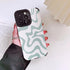 for iPhone 13 Pro Max Case for Women Cute Green White Wave Design Slim Protective Shockproof Phone Case PU Leather TPU Back Case for iPhone 13 Pro Max 6.7", Green