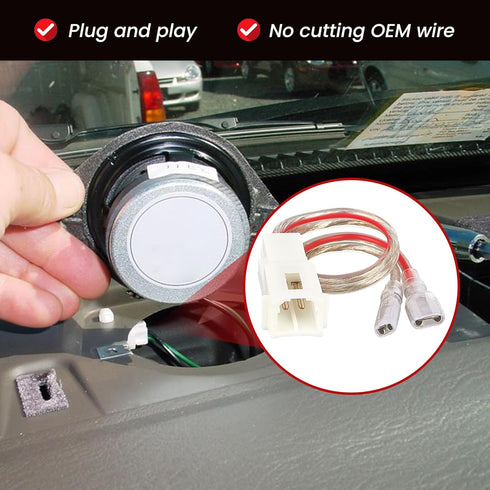 RED WOLF 2PC Front Dash Tweeters Speaker Wiring Harness Adapter for Dodge Ram Jeep Chrysler 2005-2022