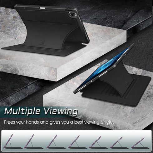 CaseBot 12.9-inch 6th 2022, 12.9" 5th/4th/3rd Magnetic Case for iPad Pro Generation Multiple Angle Shockproof Rugged