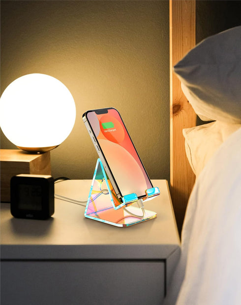 TOPGO Counter, 17 16 15 14 13 12 Acrylic Phone Stand, Clear Phone Holder for Office Desk, Vanity, Kitchen Bedside