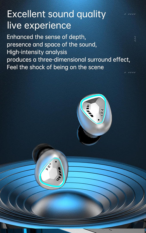 Wireless Bluetooth Earbuds, Bluetooth 5.3 IPX7 Waterproof Touch Control Earphones in-Ear Deep Bass with Built-in Mic