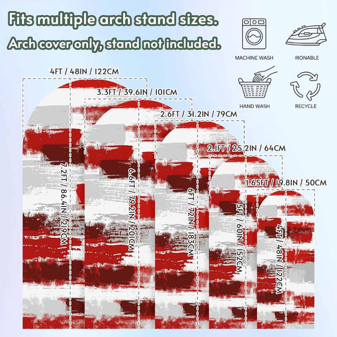 Jnbasdffb 6.6 Red Abstract Wedding Arch Cover, Stretchy Spandex Arch Backdrop Stand Covers FT, Grey Modern Mottled Art