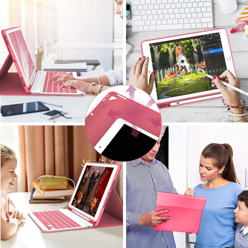 Keyboard Case for iPad 10.2" 9th 8th 7th Generation, Detachable Bluetooth Keyboard & Pencil Holder, Auto Sleep/Wake