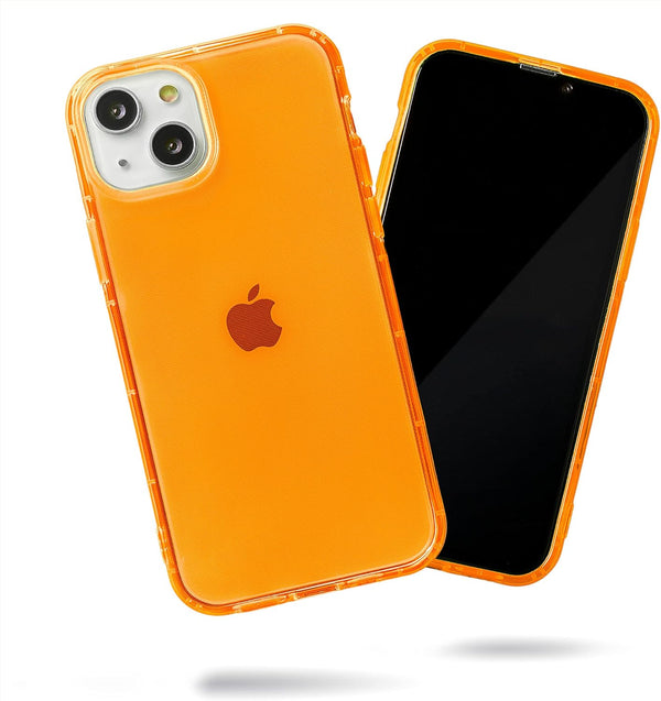 SteepLab Neon Highlighter Case for iPhone 13 - Grippy Jelly Case with Protective Air Pockets (Intense Bright Orange)