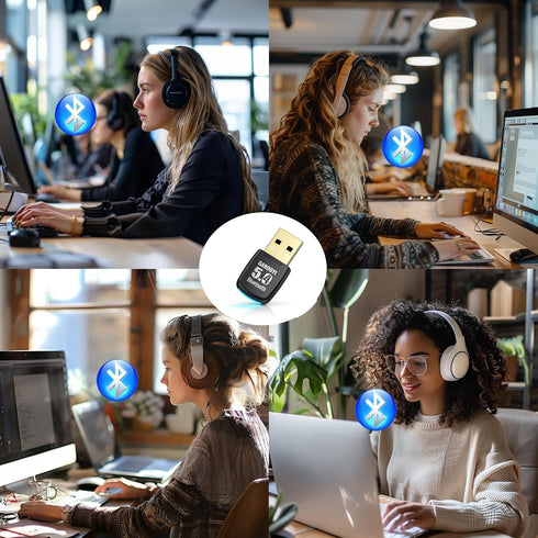 USB Bluetooth 5.4 Adapter for PC - Plug & Play for Windows 11/10 - Mini 5.4+EDR Dongle for Laptops, Keyboards, Headsets