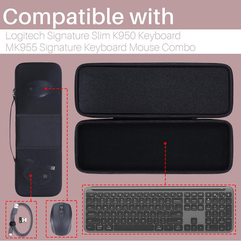 Hard Case for Logitech Slim K950 MK955 Signature Slim Wireless Keyboard and Mouse Combo