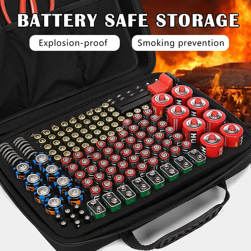 ShellKingdom Battery Organizer Storage Case with Tester, Hard Fireproof Waterproof Holder Box for 161 Batteries,