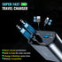 Retractable Car Charger 4 in 1 Fast Car Phone Charger - 66W with 2 Retractable Lightning Cords, USB-A & USB-C Ports to Rapidly Charge 4 Devices at Once Compatible with iPhone 15/14/13/12,Galaxy,Pixel