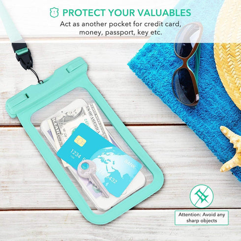2-Pack Waterproof Phone Case, IPX8 Lanyard Waterproof Pouch, Universal Clear Dry Bag for iPhone 15/14/13/12 and Samsung