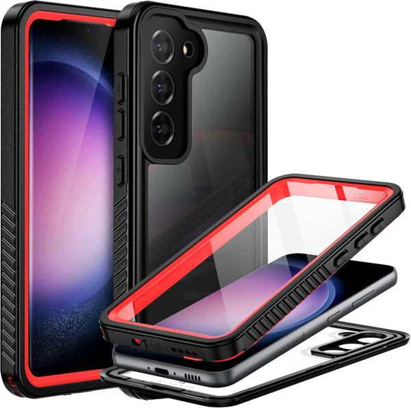 BEASTEK Galaxy S23 Plus Waterproof Case, Shockproof Dustproof IP68 Underwater, Built-in Screen Protector, Red