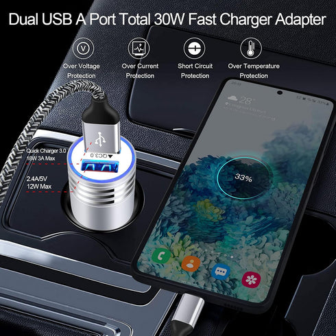 QC 3.0 Fast Wall Charger Cube, Car Charger Cable Cord 6FT for Samsung Galaxy A Series, Google Pixel