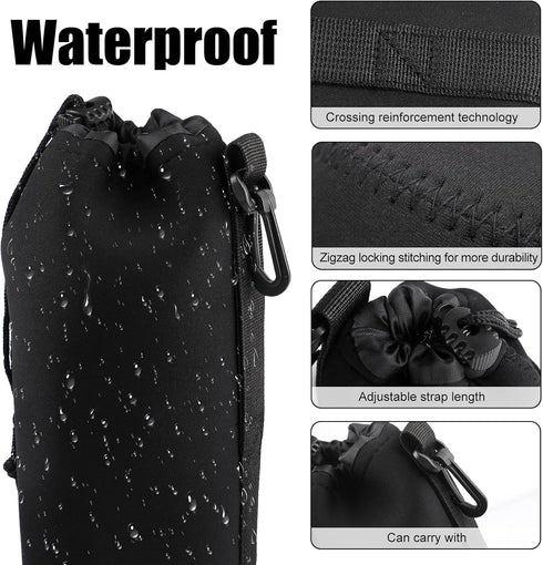 Sopoloray 4pcs Bag,4 Set Camera Lens Sizes Protective Camera Lens Pouch with Drawstring Design,Soft Plush Neoprene