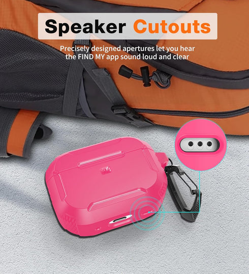 MATEKXY AirPods Pro Case with Cleaner Kit, Shockproof Cover with Lanyard & Keychain, Compatible with MagSafe - Pink