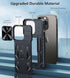 FNTCASE iPhone 15 Pro Case: Heavy Duty Black Bumper, Military Grade Drop Protection, Kickstand & Textured Grip.