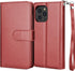 Njjex iPhone 12 Pro Max Wallet Case - 9 Card Slots, PU Leather, Detachable Kickstand (Wine Red)