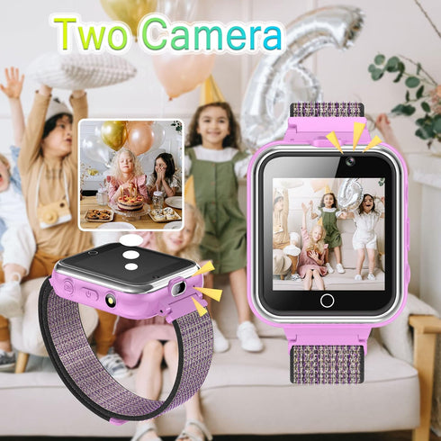 PTHTECHUS Kids Smart Watch for Boys Girls Age 4-12, 24 Puzzle Games, 2 HD Cameras, MP3 Music Player, Educational Toys