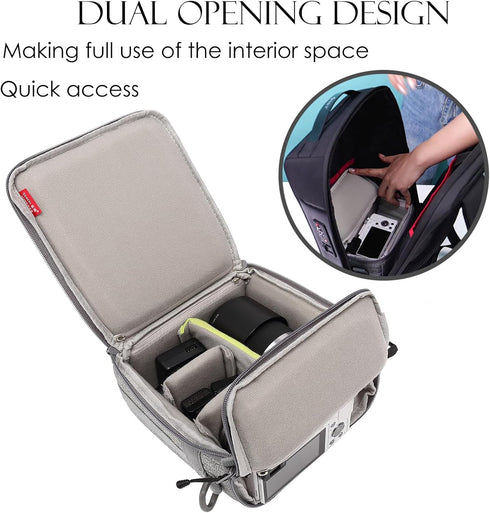 Mini SLR Camera Insert Bag, Shockproof Dual Opening Lens Cube Case for Digital DSLR SLR Mirrorless Cameras, Compatible