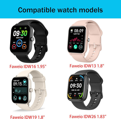 Compatible with Faweio Smartwatch Bands,Lamshaw 22mm Slim Vintage Leather Strap Replacement Compatible for Faweio IDW13/IDW16/IDW17/IDW19/IDW21/IDW26/Smartwatch