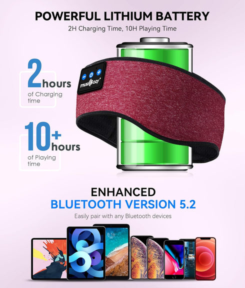 MUSICOZY Sleep Headphones Wireless Bluetooth 5.2 Headband, Music Sports Sleeping Headphones for Women, Girls, Workout,