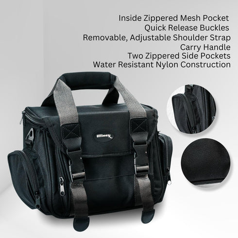Ultimaxx Large Fully Padded Gadget Bag with Dual Buckles for SLR Cameras & Camcorders, Compatible with Sony, Nikon,