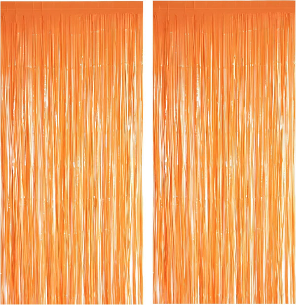 Orange Tinsel Curtain Party Backdrop - GREATRIL Foil Fringe Streamers for Fall/Thanksgiving/Birthdays Decorations