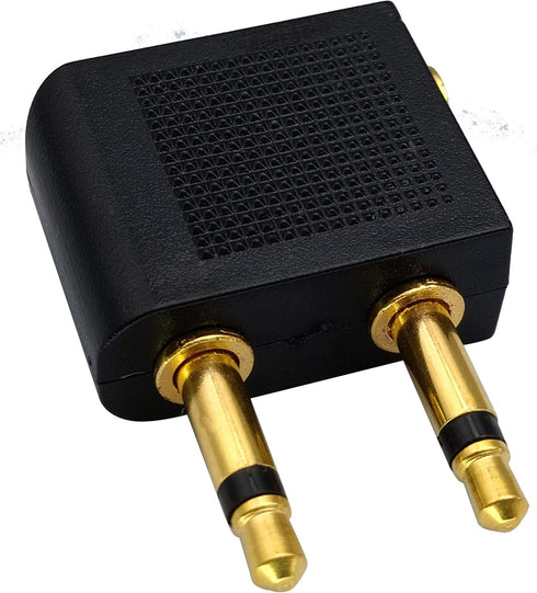 Dual 3.5mm (1/8") Male to 3.5mm Female AUX Audio Jack Adapter Converter for Using Headphone on Airplane (2 Pack)