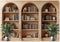 YCUCUEI 7x5ft Fabric Arched Bookshelf Backdrop School Library Books Modern Office Plants Video