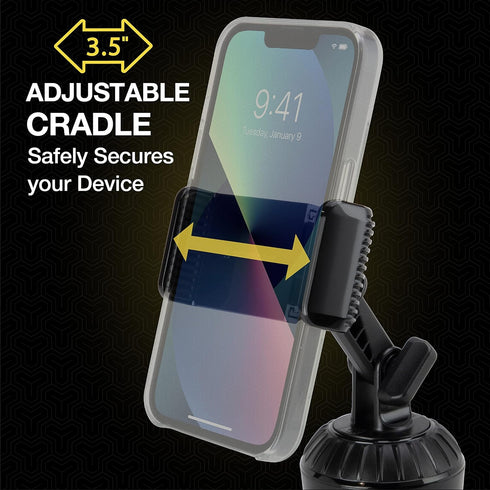 Scosche UHCUP2M-SP1 Universal Cup Phone Holder Mount - Adjustable Arms and Base, Fits Cupholder, 360 Degree Rotation
