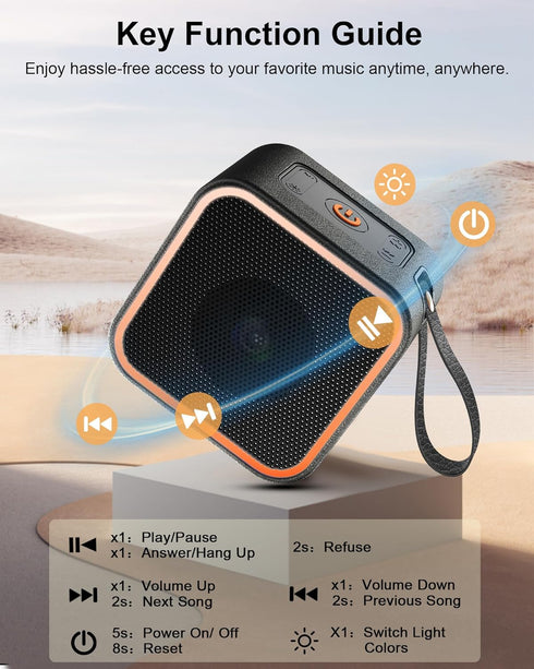 Hosgubo 5.3, 10H 8W Portable Bluetooth Speaker, Wireless Speaker with Lights, Built-in Mic Bluetooth Portable Wireless