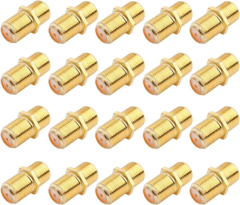 Coaxial Cable Connector F-Type RG6 Cable Extension Adapter (20 Pack)