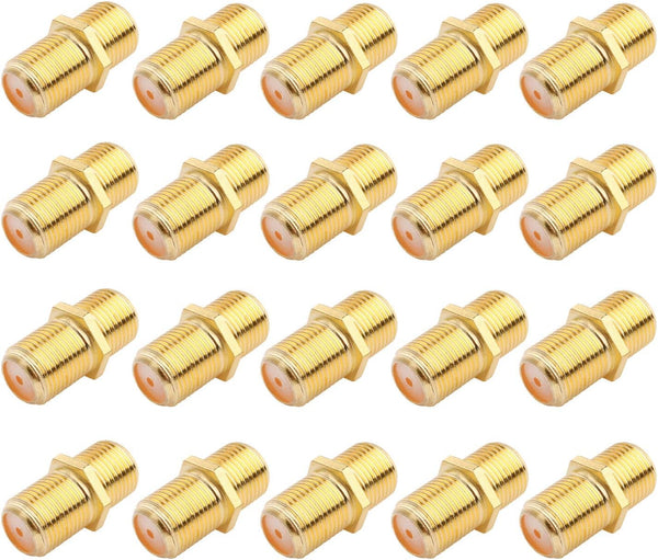 Coaxial Cable Connector F-Type RG6 Cable Extension Adapter (20 Pack)
