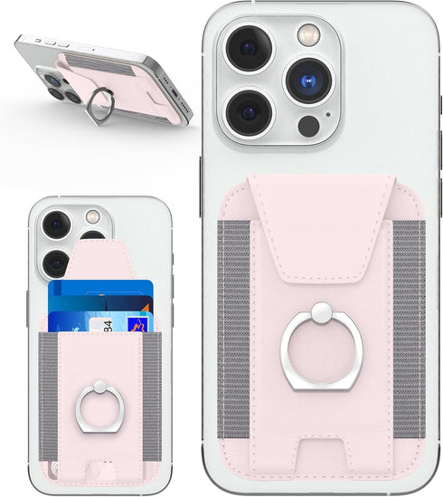 Magnetic Wallet with Card Holder, Compatible with Mag-Safe, Leather Card Holder Wallet with Phone Ring for iPhone