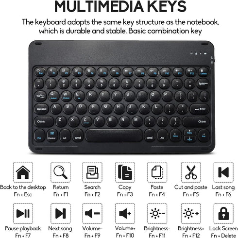 Ultra-Slim Bluetooth Keyboard and Mouse, Portable Mini Wireless Keyboard for Apple iPad iPhone Samsung Android Windows