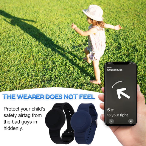 Waterproof Air Tag Bracelet for Kids, 2 Pack Soft Silicone Holder, GPS Tracker Compatible with Apple AirTag