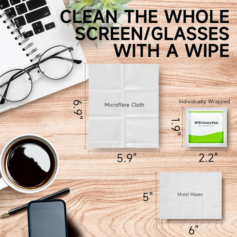 Screen Wipes Individually Wrapped, EOTW Lens Wipes for Eyeglasses, Pre-moistened Cleaning Wipes, Pack of 240