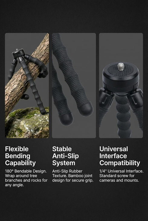 Hocoder 3, Insta360 X5 X3 X4 Mini Tripod Flexible Desktop Stand Compact Tripod Compatible with DJI Pocket Action