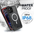 BEASTEK Waterproof Case for iPhone 12, FSN Series IP68 Magnetic Shockproof with Built-in Screen Protector, Red
