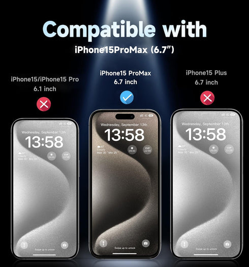 MAGIC JOHN 2 Pack for iPhone 15 Pro Max 6.7 inch Privacy Glass Screen Protector, Auto Dust-Elimination Installation, Bubble Free, HD Clear, Easy Installation