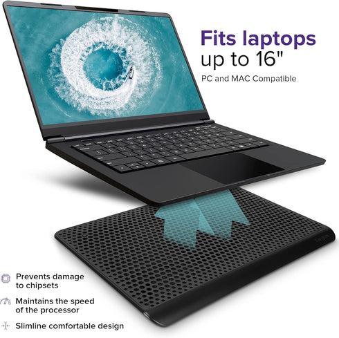 Targus Laptop Cooling Pad, Single Fan for Up to 16 Inch Macbook/PC, Black (AWE69US)
