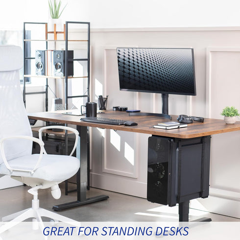 VIVO Under-Desk and Wall Mount PC Holder with Adjustable Strap and Steel Bracket, Black, MOUNT-PC02S