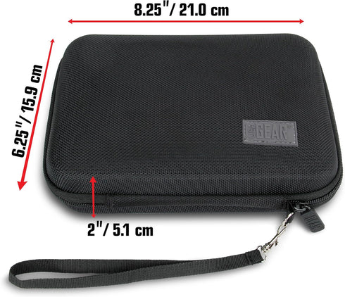 USA GEAR Hard Shell Electronic Organizer Travel Case 7.5 Inch - GPS Cases with Accessory Pocket and Water Resistant Exterior Compatible with Garmin GPS, Chargers, and More Electronics - Black