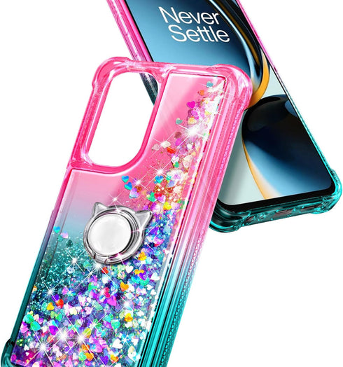 NZND OnePlus Nord N30 5G Case, Nord CE 3 Lite 5G with Tempered Glass Screen Protector, Glitter Liquid Floating